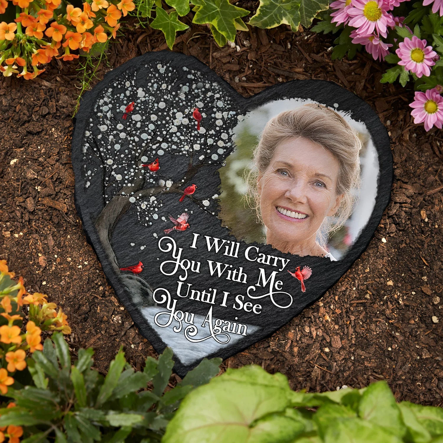 Custom Photo Not A Day Goes By - Memorial Gift For Family, Friends, Dog Lovers, Cat Lovers - Personalized Heart Memorial Garden Stone - Image 3