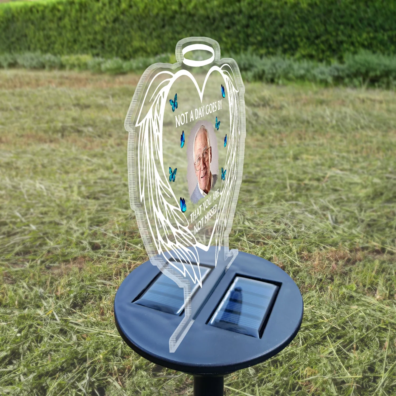 Custom Photo Not A Day Goes By That You Are Not Missed - Memorial Gift For Family, Friends, Siblings - Personalized Solar Light - Image 3