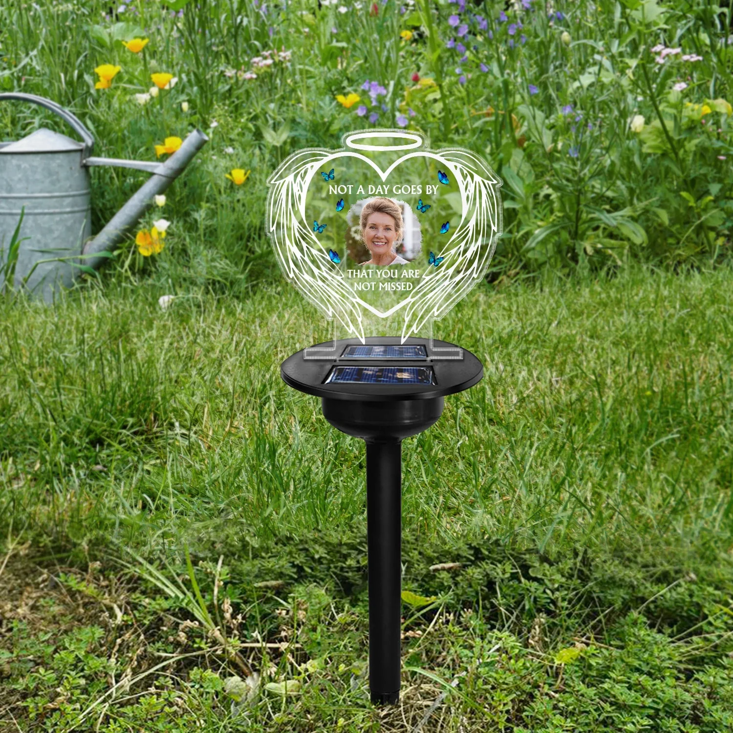 Custom Photo Not A Day Goes By That You Are Not Missed - Memorial Gift For Family, Friends, Siblings - Personalized Solar Light - Image 4