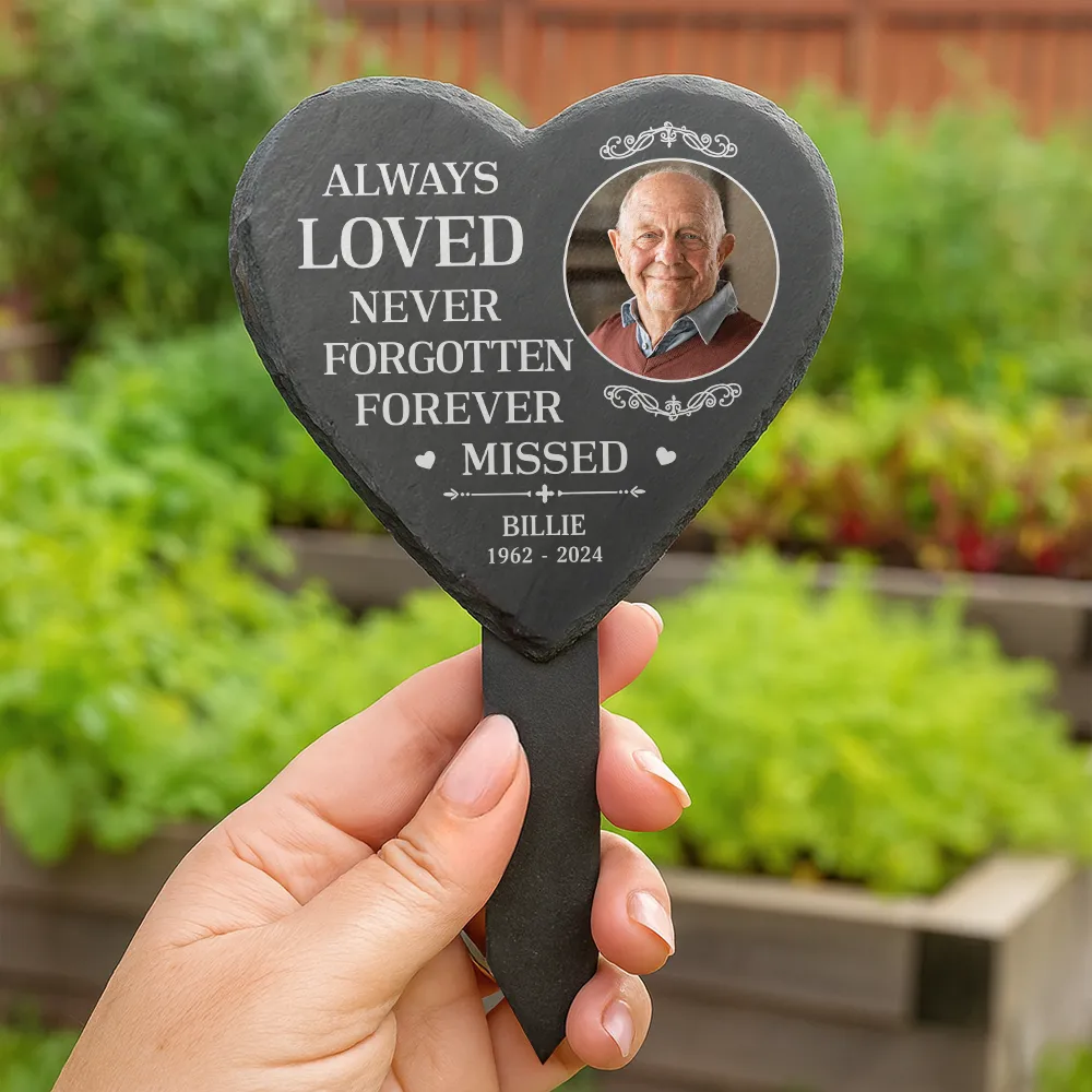 Custom Photo Not A Day Goes By That You Are Not Missed - Personalized Heart Slate Garden Stake - Image 2