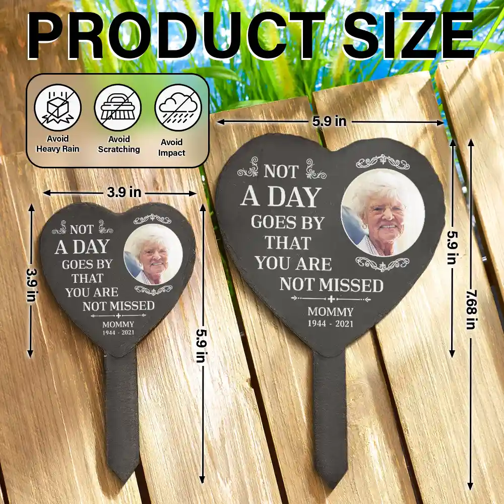 Custom Photo Not A Day Goes By That You Are Not Missed - Personalized Heart Slate Garden Stake - Image 5