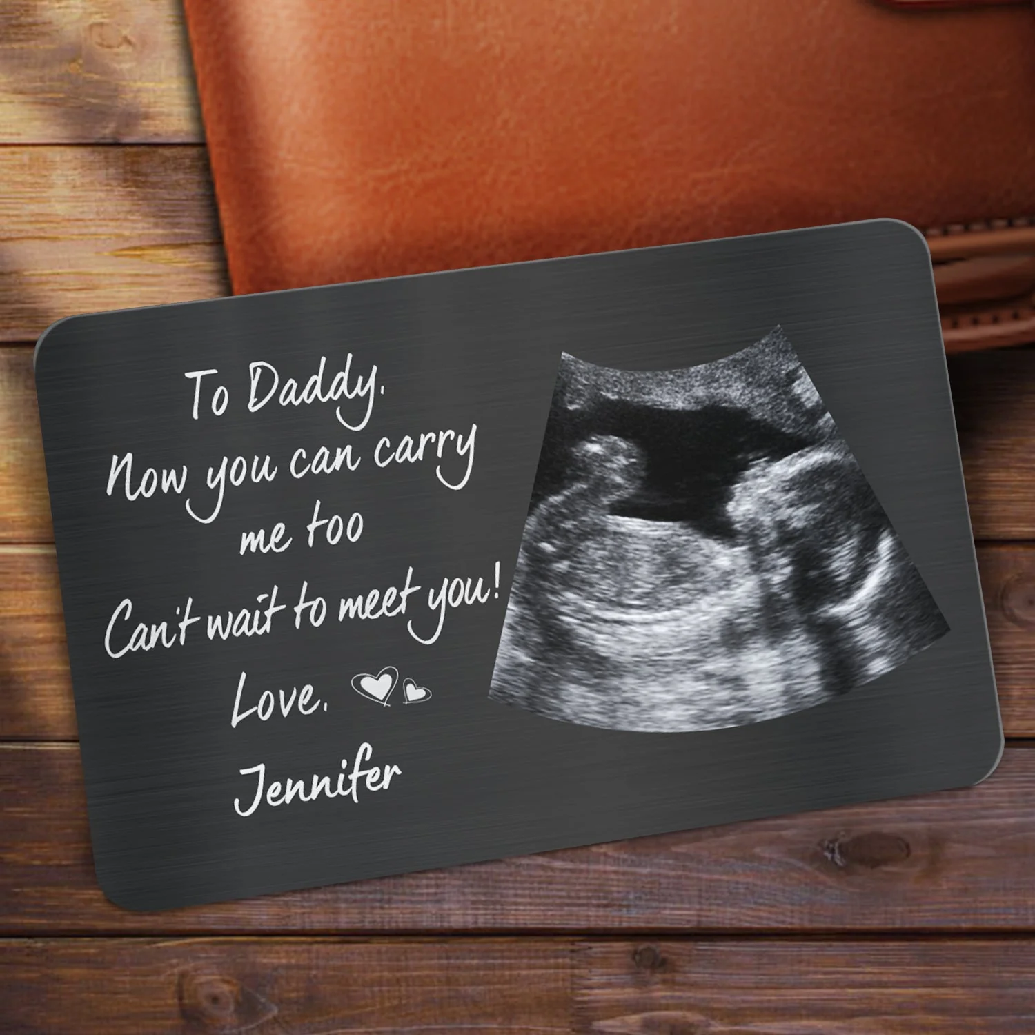 Custom Photo Now You Can Carry Me Too - Gift For Dad, Father, New Parents - Personalized Aluminum Wallet Card - Image 2