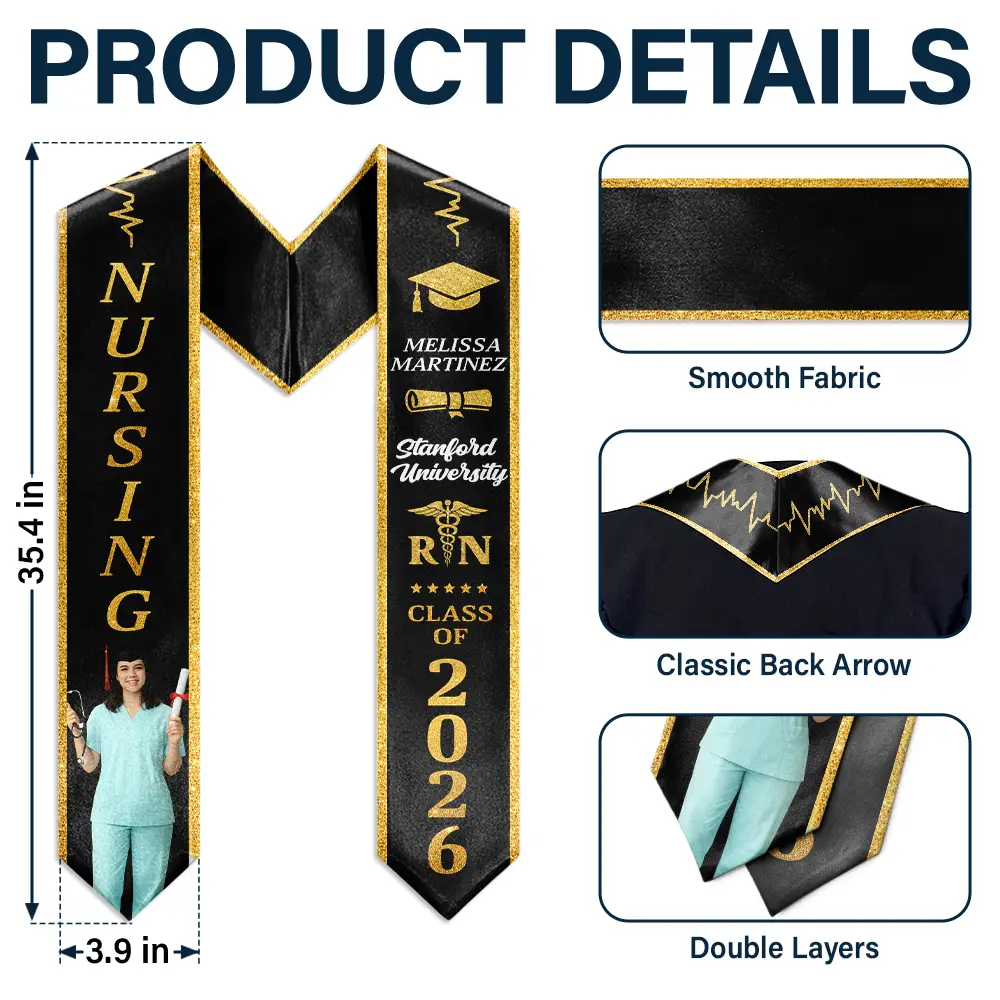 Custom Photo Nursing Graduation - Personalized Stoles - Image 6