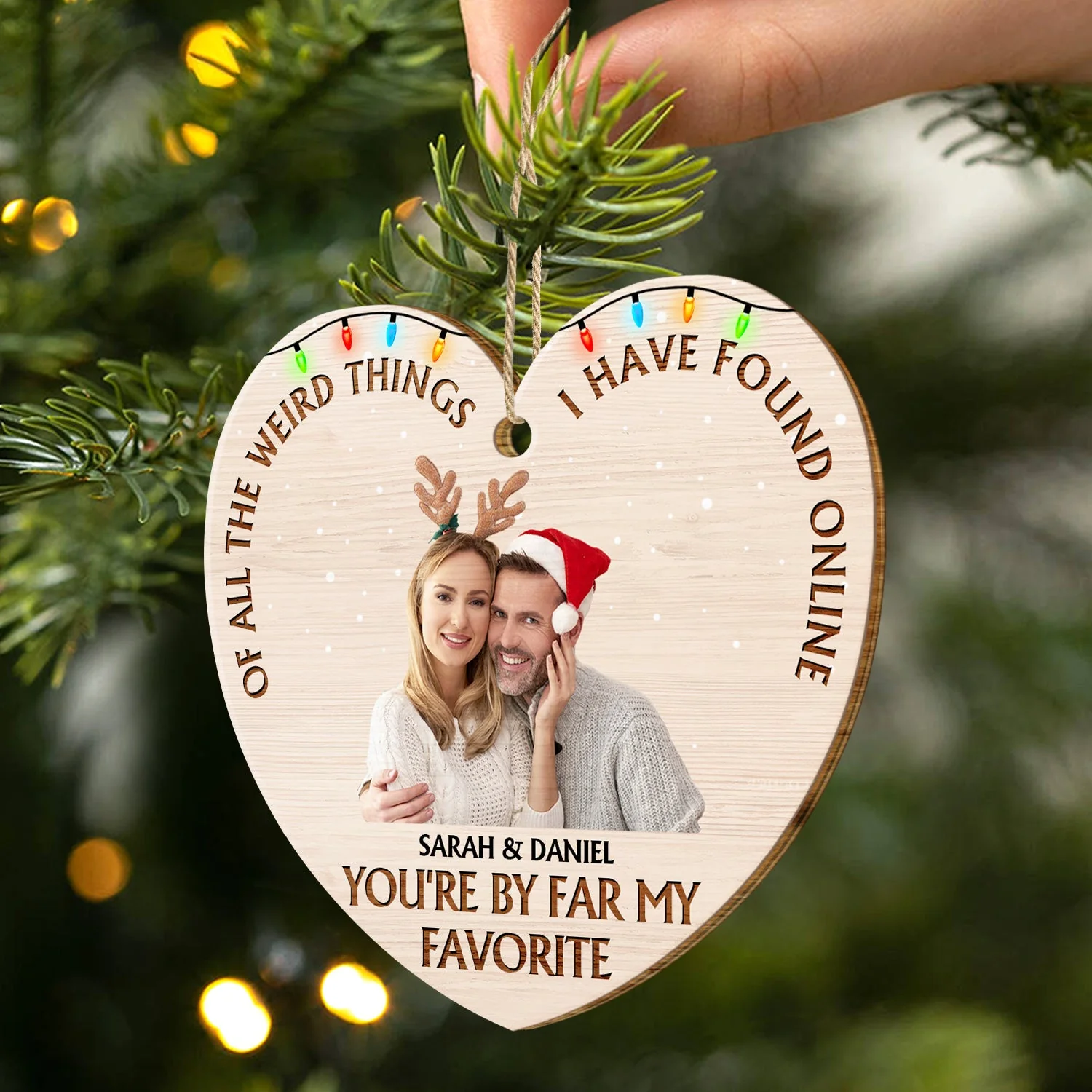 Custom Photo Of All The Weird Things - Christmas Gift For Couples, Husband, Wife - Personalized Custom Shaped Wooden Ornament - Image 3