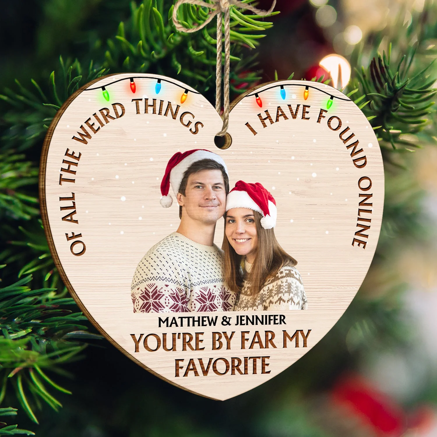 Custom Photo Of All The Weird Things - Christmas Gift For Couples, Husband, Wife - Personalized Custom Shaped Wooden Ornament - Image 4