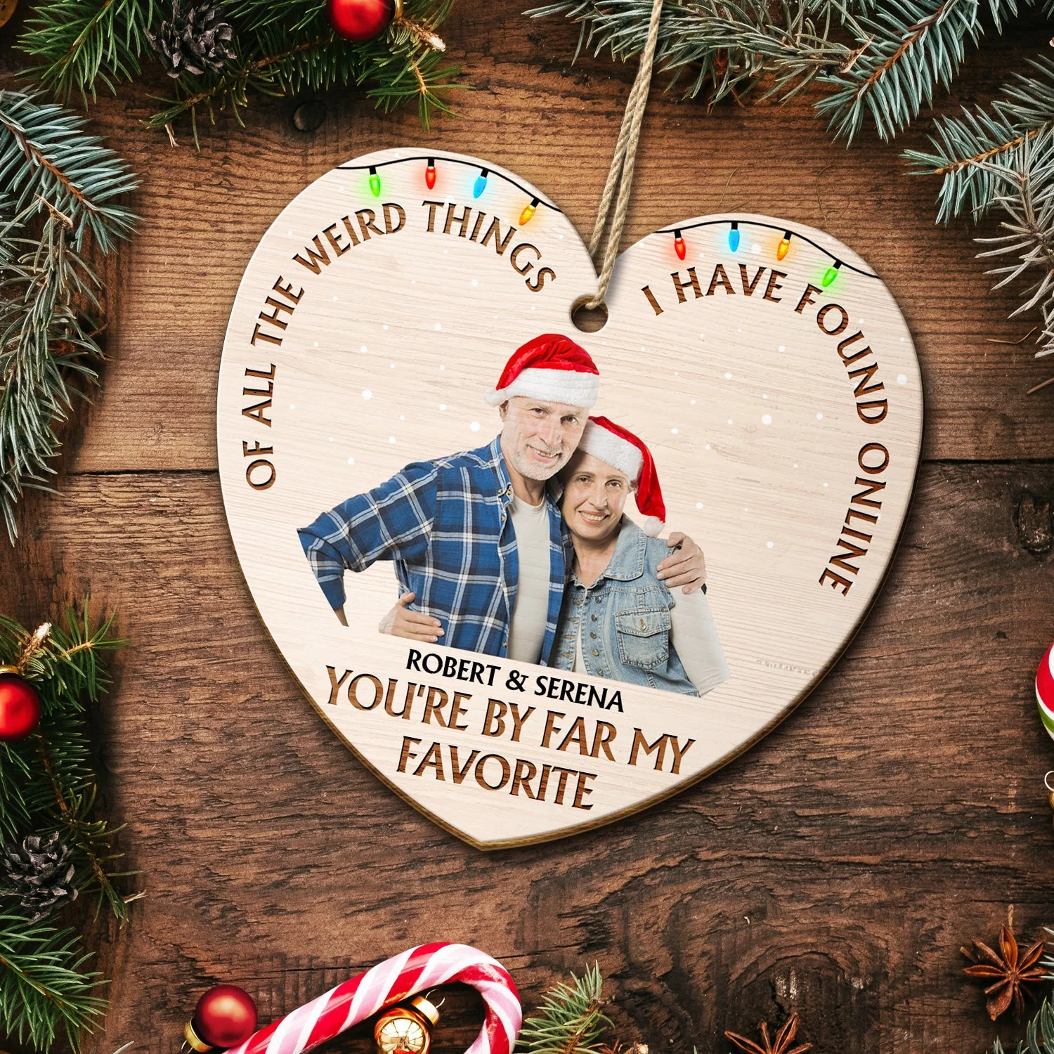Custom Photo Of All The Weird Things - Christmas Gift For Couples, Husband, Wife - Personalized Custom Shaped Wooden Ornament - Image 6