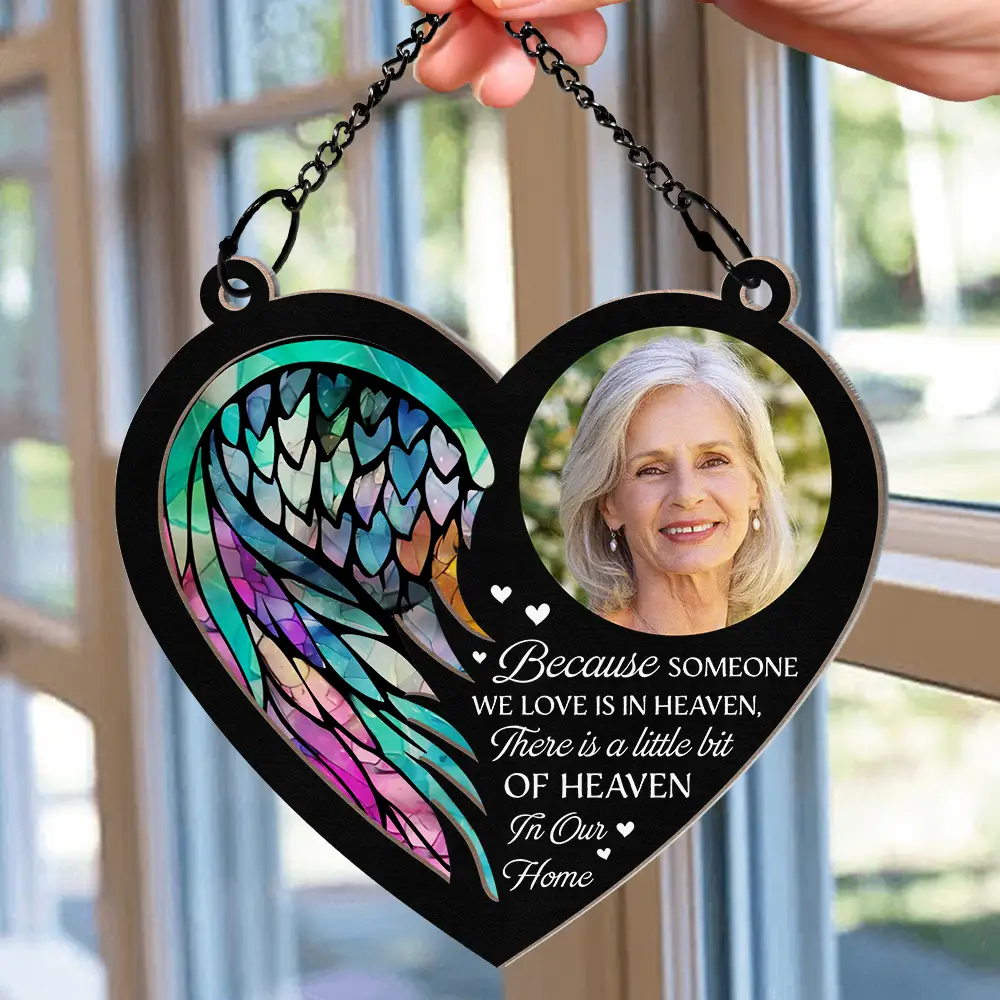 Custom Photo On Angel Wings You Were Taken Away - Personalized Window Hanging Suncatcher Ornament - Image 2