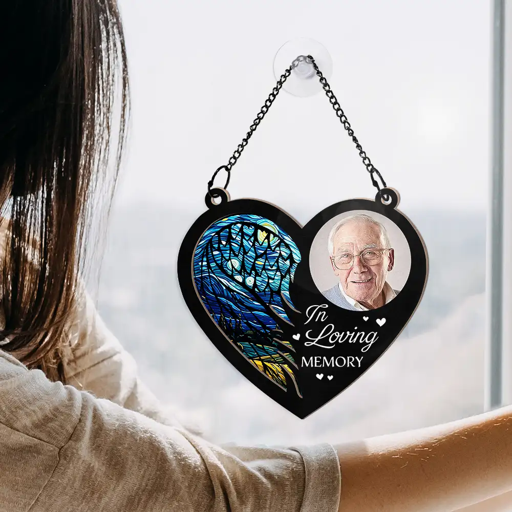 Custom Photo On Angel Wings You Were Taken Away - Personalized Window Hanging Suncatcher Ornament - Image 4