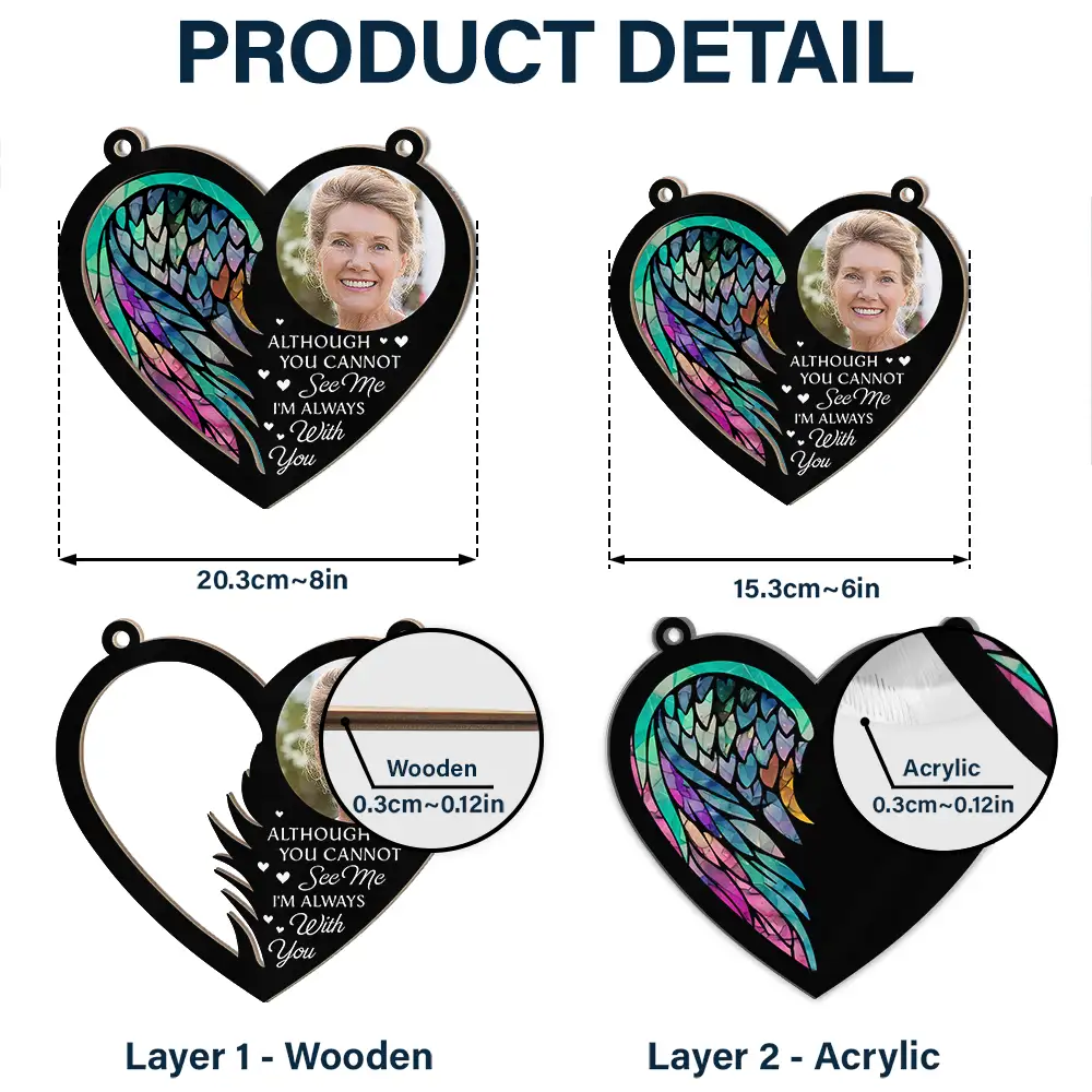 Custom Photo On Angel Wings You Were Taken Away - Personalized Window Hanging Suncatcher Ornament - Image 5