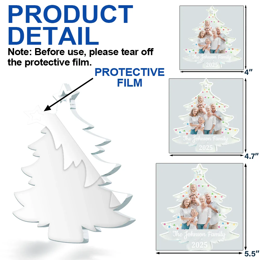 Custom Photo On Christmas Tree - Personalized Custom Shaped Acrylic Ornament - Image 7