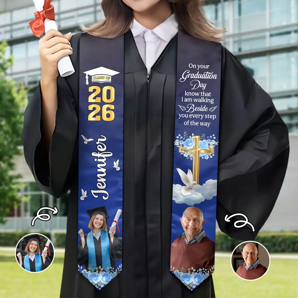 Custom Photo On Your Graduation Day Memorial - Personalized Stoles - Image 2