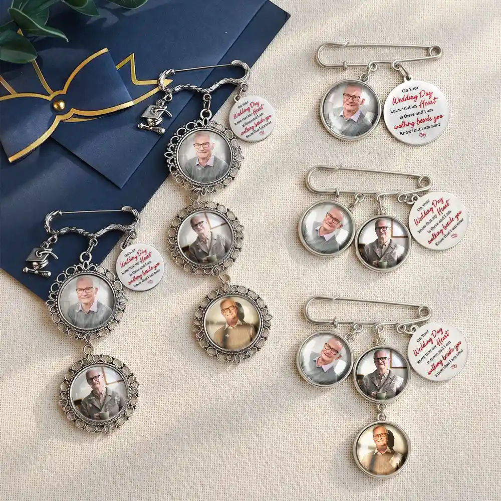 Custom Photo On Your Wedding Day Know That My Heart Is There - Personalized Graduation Lapel Pin - Image 4