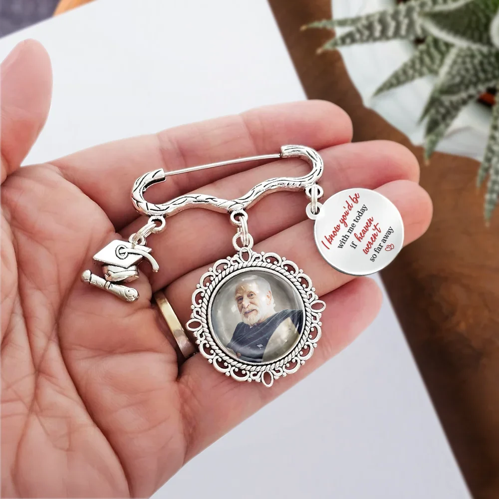 Custom Photo On Your Wedding Day Know That My Heart Is There - Personalized Graduation Lapel Pin - Image 5