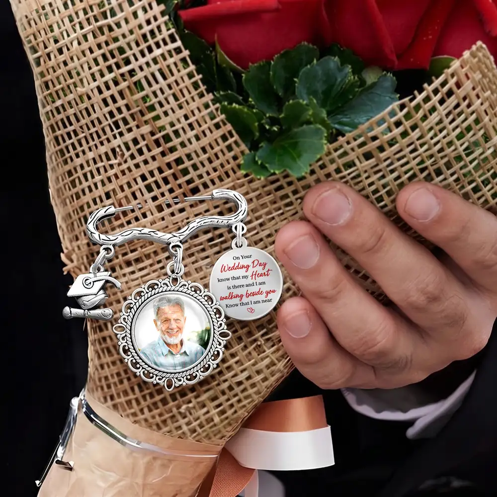 Custom Photo On Your Wedding Day Know That My Heart Is There - Personalized Graduation Lapel Pin - Image 6