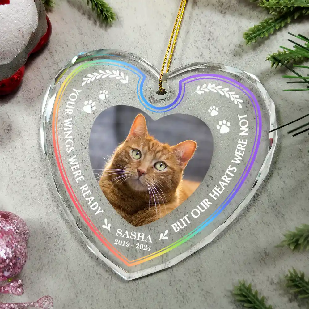 Custom Photo Once By My Side Forever In My Heart Memorial - Personalized Heart Shaped Glass Ornament - Image 4