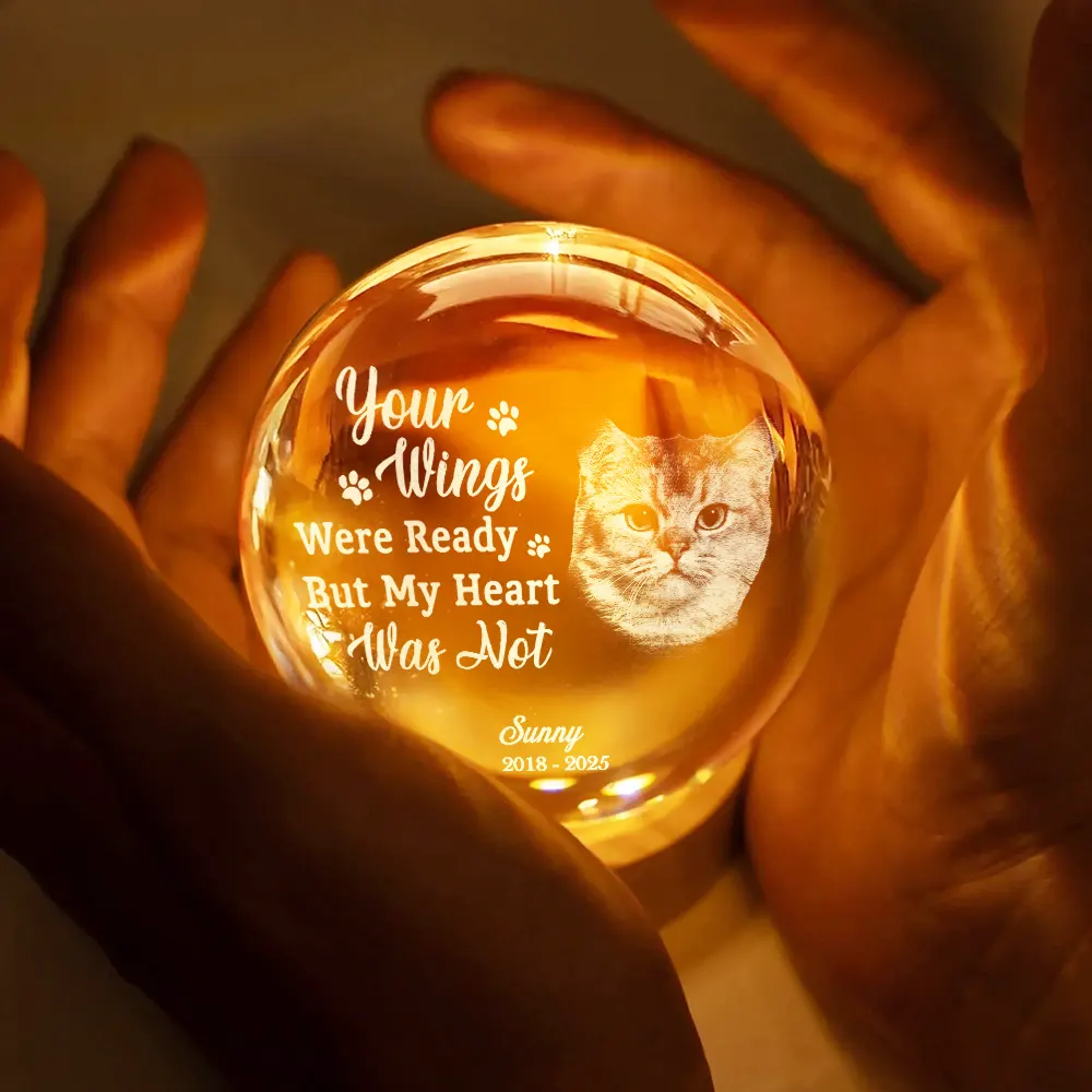 Custom Photo Once By My Side Forever In My Heart - Personalized Crystal Globe Lamp - Image 5