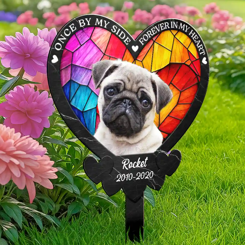 Custom Photo Once By My Side Forever In My Heart - Personalized Metal Garden Stake - Image 5