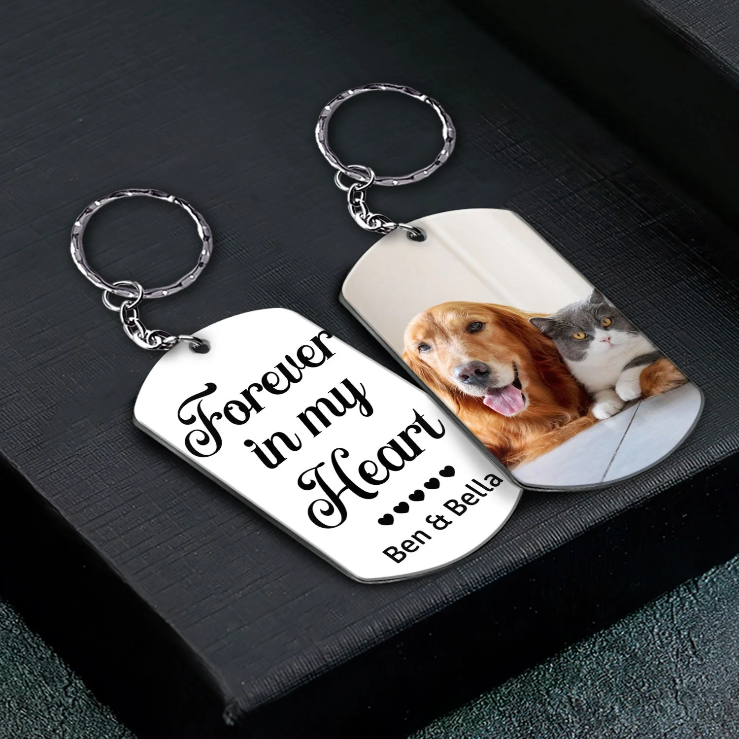 Custom Photo Once By My Side - Memorial Gift For Dog Lovers, Cat Lovers - Personalized Aluminum Keychain - Image 2