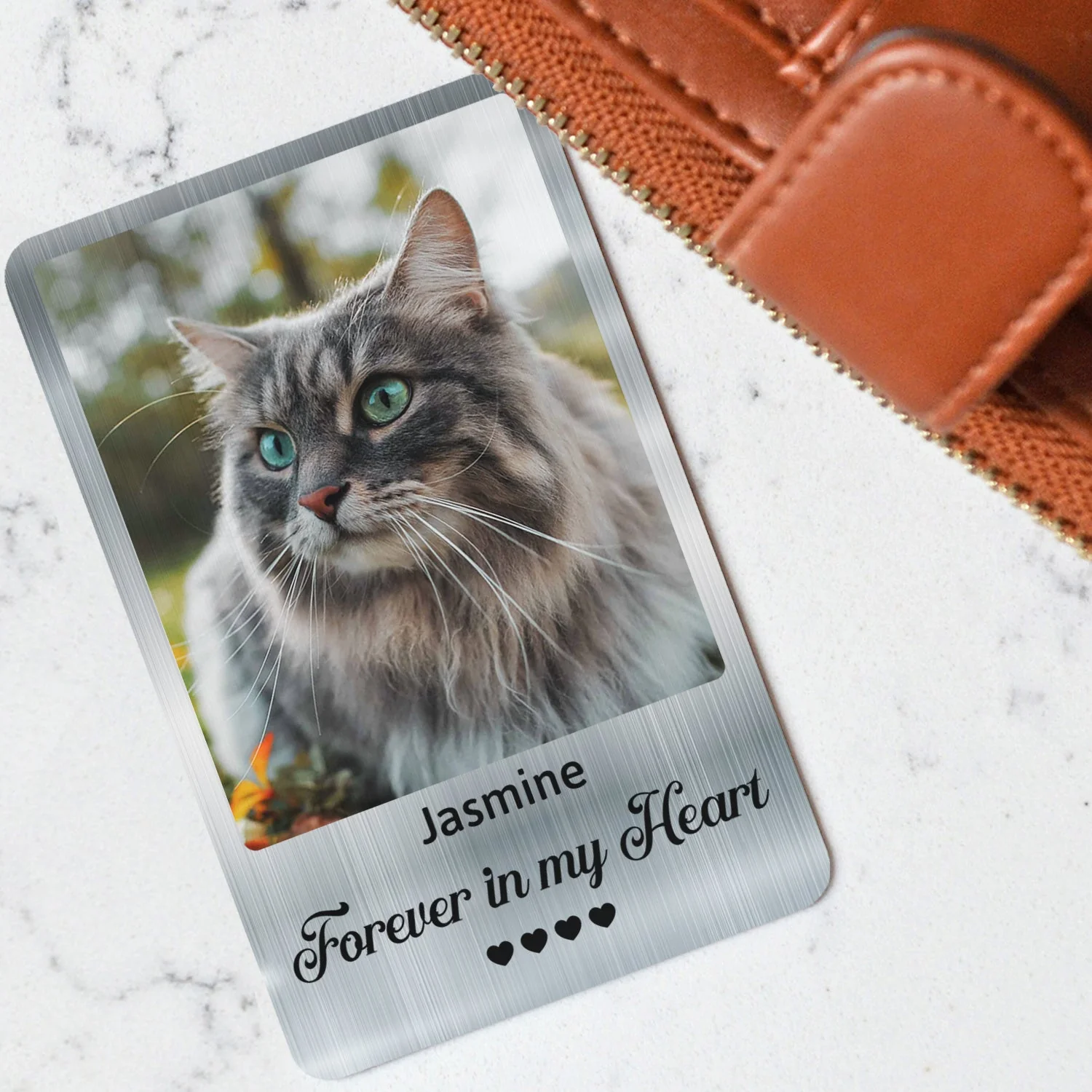 Custom Photo Once By My Side - Memorial Gift For Dog Lovers, Cat Lovers - Personalized Aluminum Wallet Card - Image 3