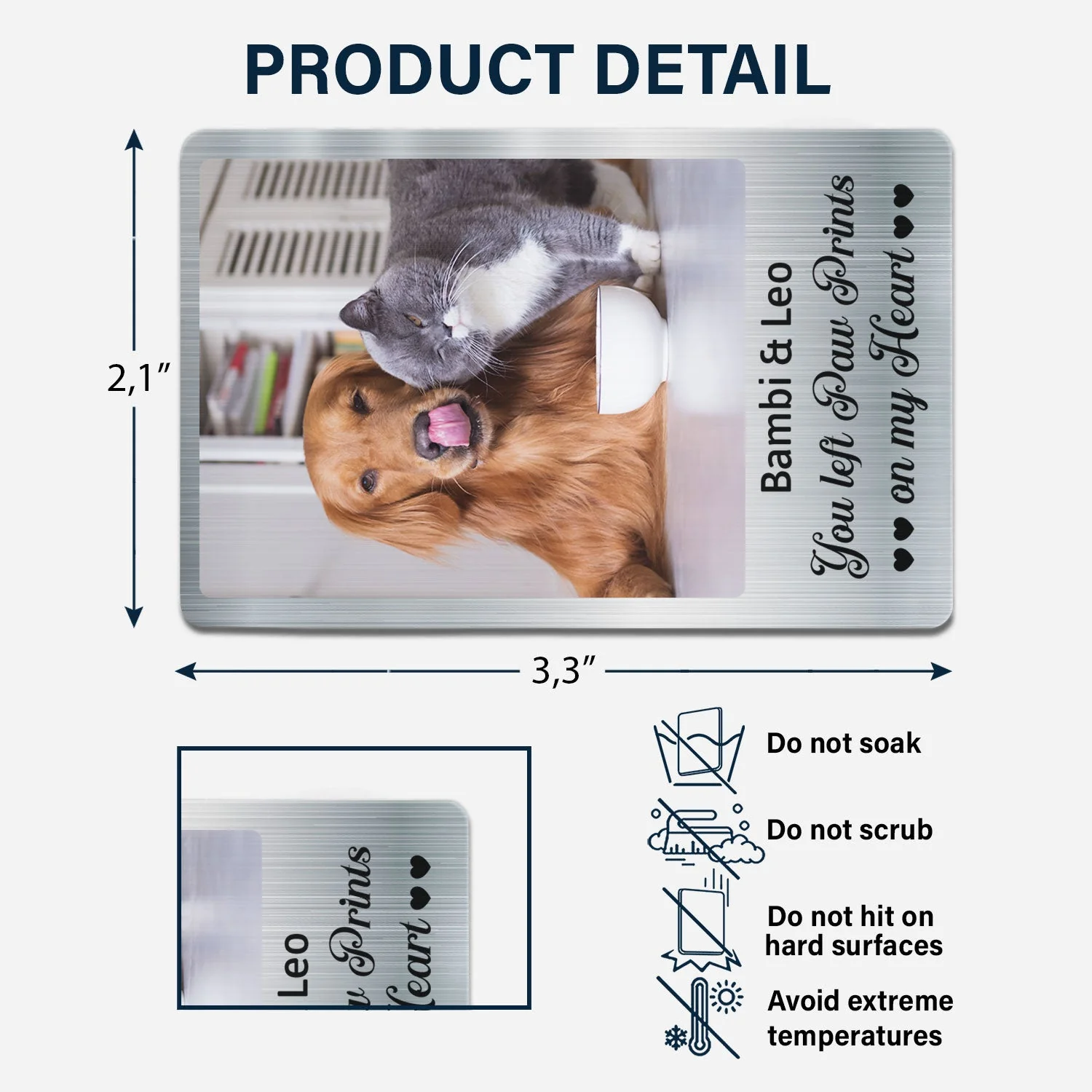 Custom Photo Once By My Side - Memorial Gift For Dog Lovers, Cat Lovers - Personalized Aluminum Wallet Card - Image 6