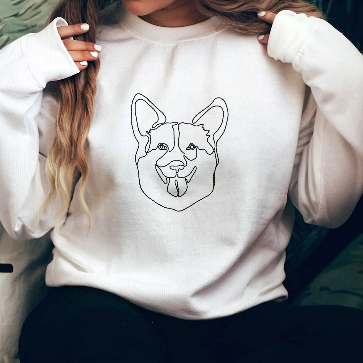 Custom Photo Oneline Portrait Pet Shirt - Gift For Pet Lovers - Personalized Embroidered Sweatshirt - Image 4