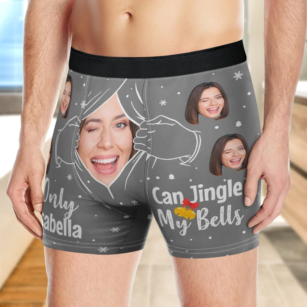 Custom Photo Only You Can Jingle My Bell - Personalized Men's Boxer Briefs - Image 4