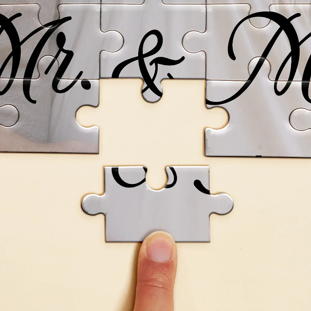 Custom Photo Our First Anniversary As Mr. & Mrs. - Personalized Jigsaw Puzzle - Image 4