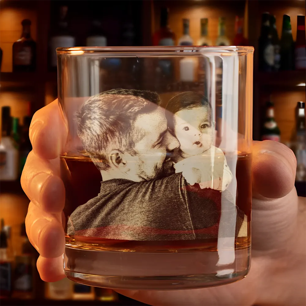Custom Photo Our First Father's Day Together - Personalized Engraved Whiskey Glass - Image 4