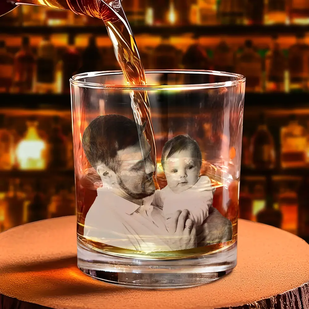 Custom Photo Our First Father's Day Together - Personalized Engraved Whiskey Glass - Image 6