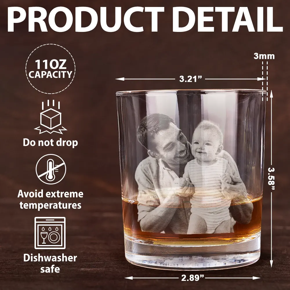 Custom Photo Our First Father's Day Together - Personalized Engraved Whiskey Glass - Image 7