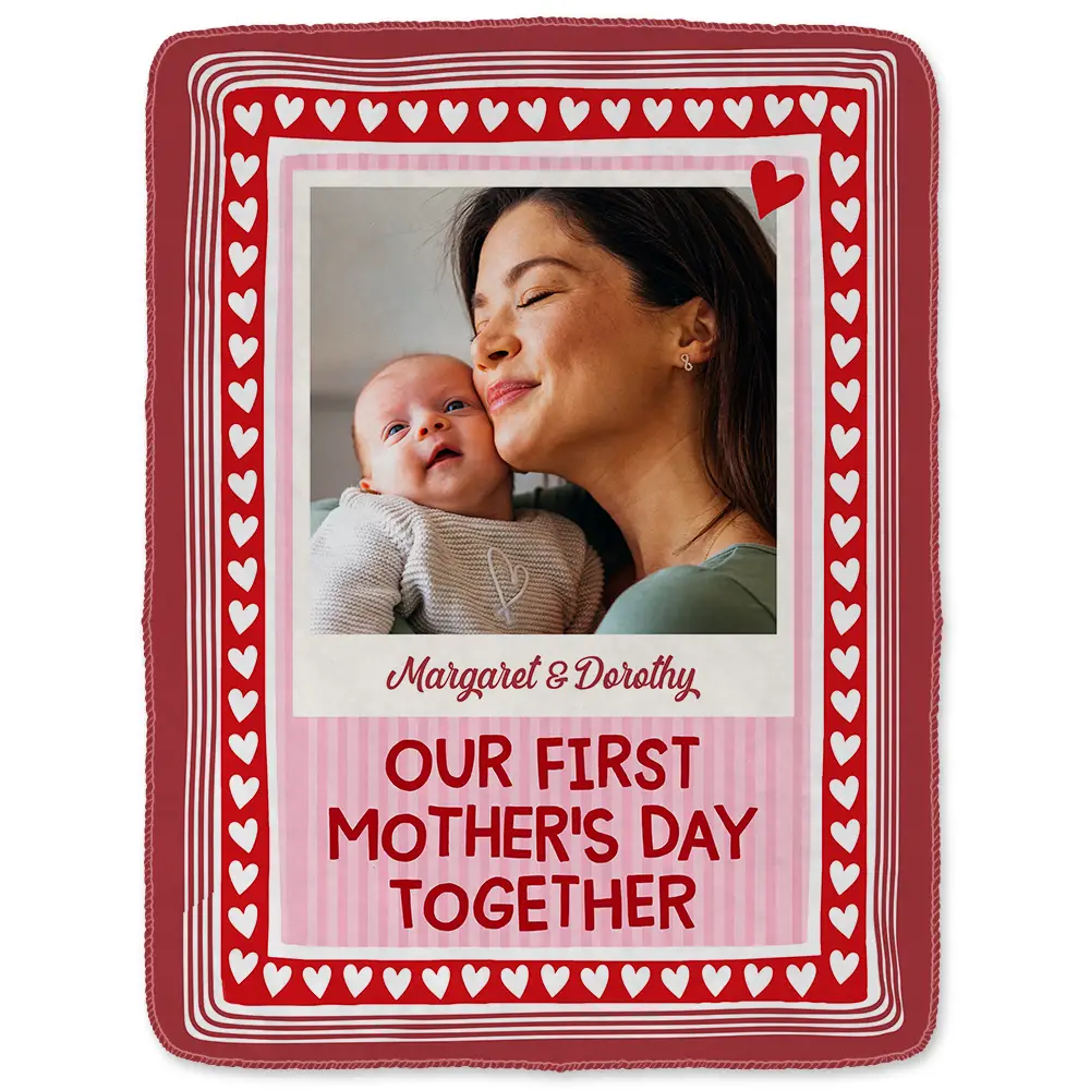 Custom Photo Our First Mother's Day Together Newborn Baby - Personalized Fleece Blanket, Sherpa Blanket - Image 2