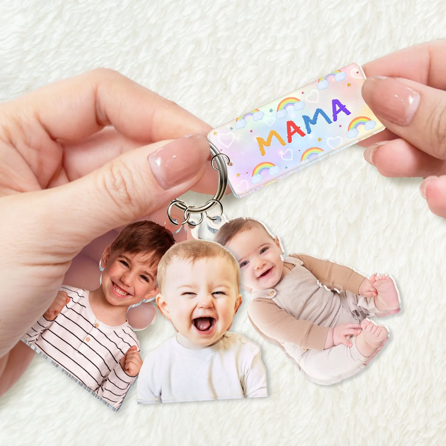 Custom Photo Our Grandkids - Loving Gift For Grandma, Grandparents, Mother - Personalized Acrylic Tag Keychain - Image 3