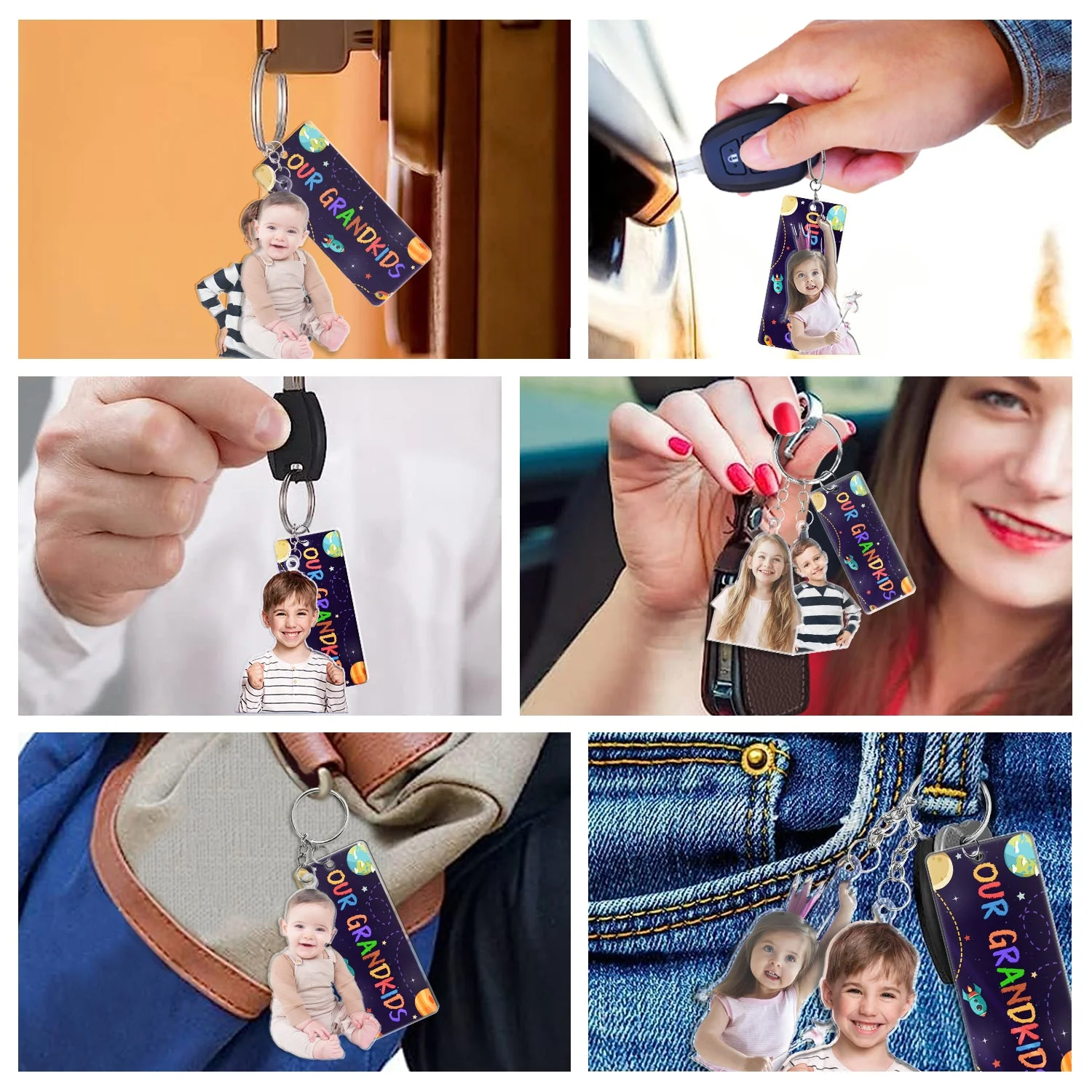 Custom Photo Our Grandkids - Loving Gift For Grandma, Grandparents, Mother - Personalized Acrylic Tag Keychain - Image 6