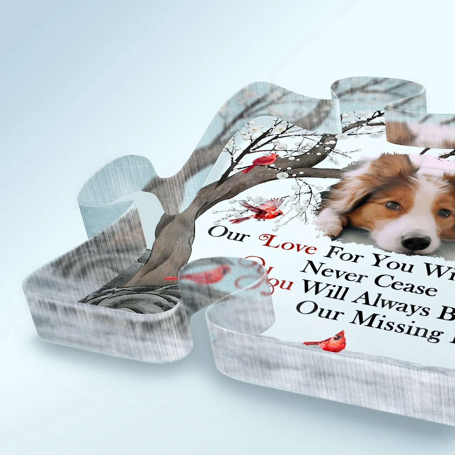 Custom Photo Our Love For You Will Never Cease - Memorial Gift For Family, Siblings, Friends, Dog Lovers, Cat Lovers - Personalized Puzzle Shaped Acrylic Plaque - Image 3