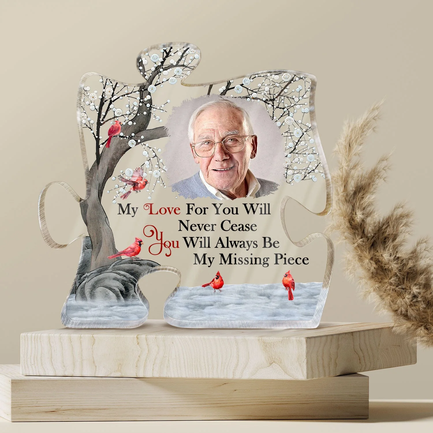 Custom Photo Our Love For You Will Never Cease - Memorial Gift For Family, Siblings, Friends, Dog Lovers, Cat Lovers - Personalized Puzzle Shaped Acrylic Plaque - Image 4