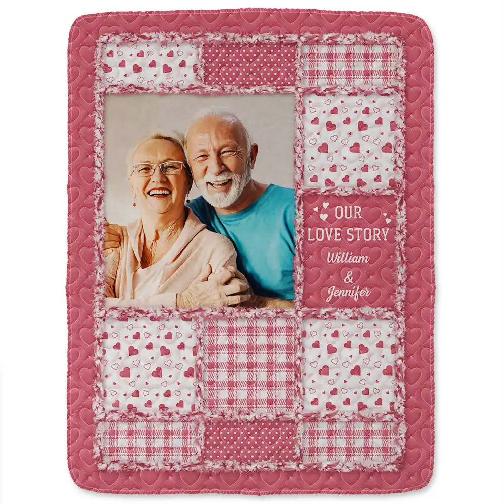 Custom Photo Our Love Story Couples - Personalized Fleece Blanket, Sherpa Blanket - Image 2