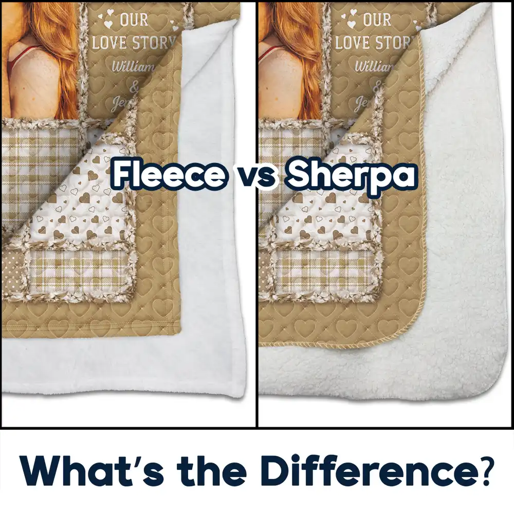 Custom Photo Our Love Story Couples - Personalized Fleece Blanket, Sherpa Blanket - Image 4