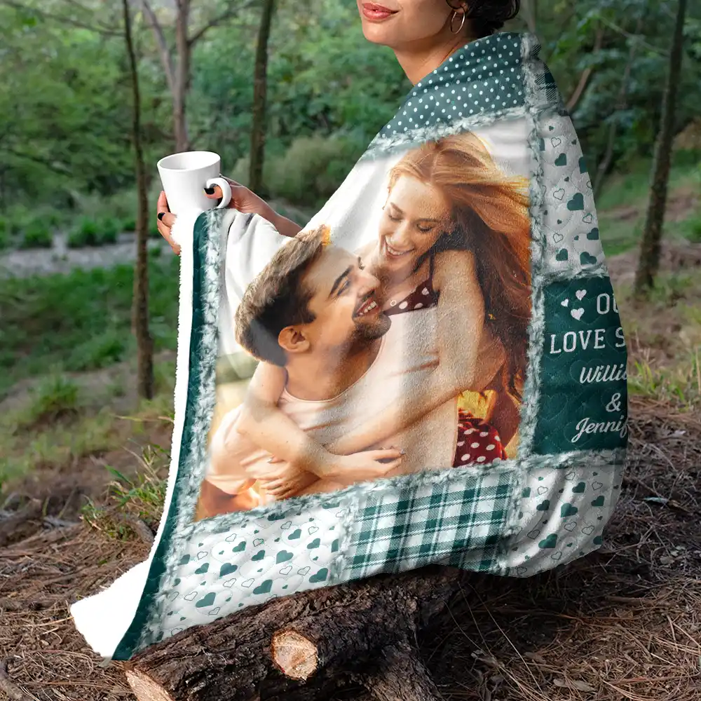 Custom Photo Our Love Story Couples - Personalized Fleece Blanket, Sherpa Blanket - Image 5