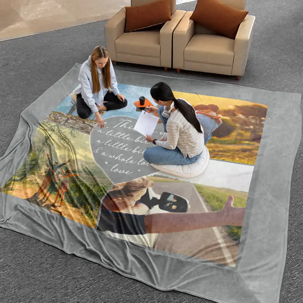 Custom Photo Our Love Story Family Couple - Personalized Oversized Blanket - Image 2
