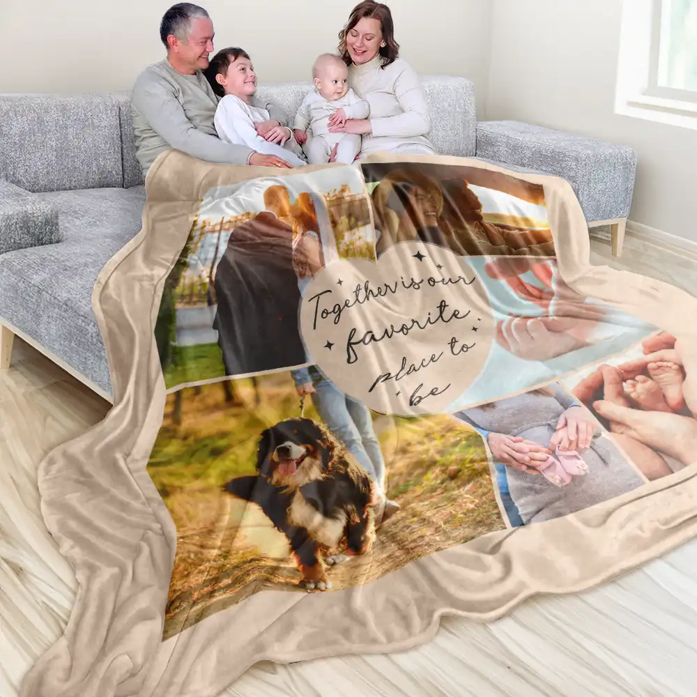 Custom Photo Our Love Story Family Couple - Personalized Oversized Blanket - Image 3