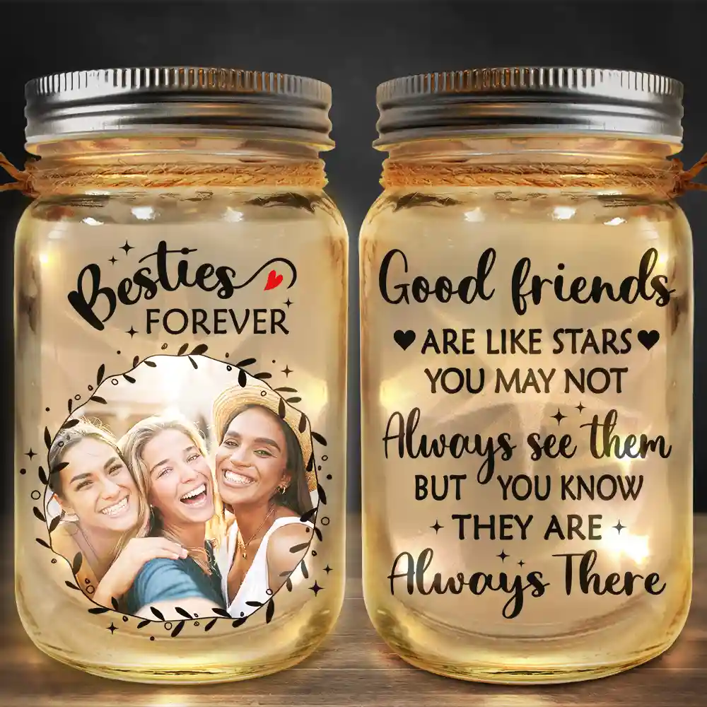 Custom Photo Our Memories Are Countless Our Friendship Is Endless - Personalized Mason Jar Light - Image 2