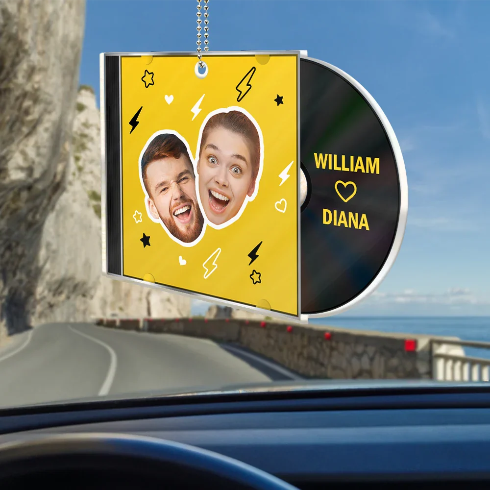 Custom Photo Outline CD Couple - Personalized Acrylic Car Hanger - Image 3