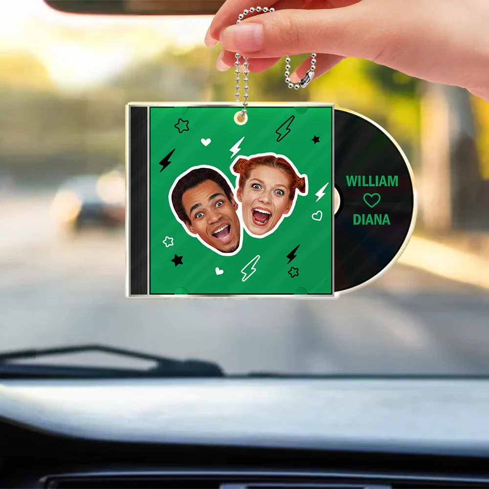 Custom Photo Outline CD Couple - Personalized Acrylic Car Hanger - Image 4