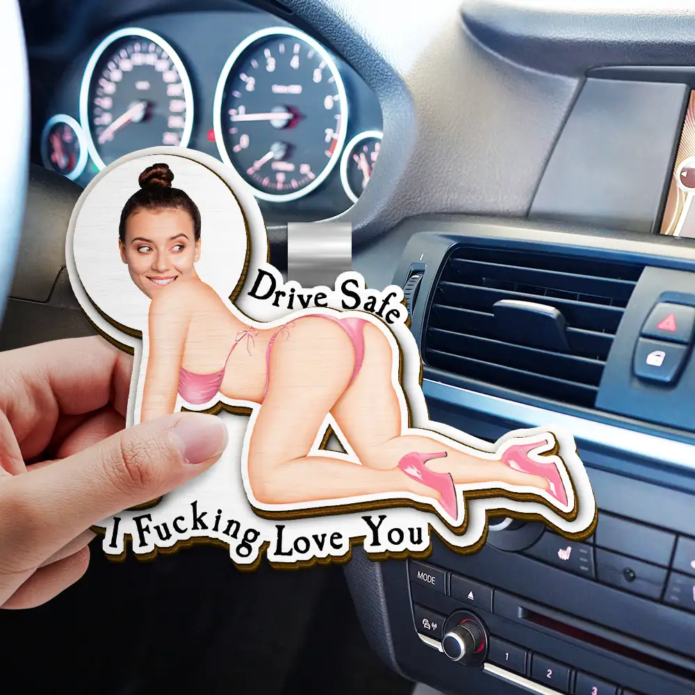 Custom Photo Outline Couple Drive Safe I Freaking Love You - Personalized Custom Shaped Car Visor Clip - Image 4