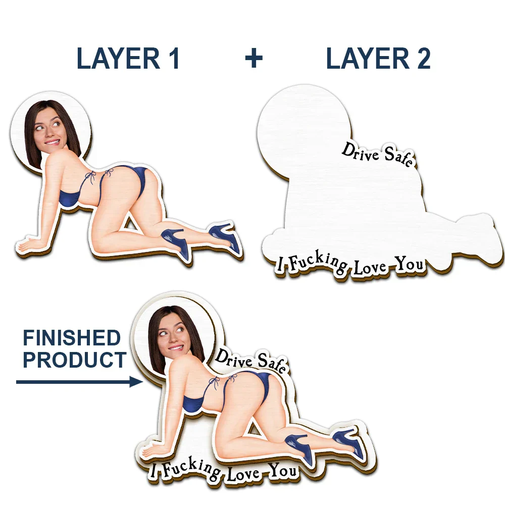 Custom Photo Outline Couple Drive Safe I Freaking Love You - Personalized Custom Shaped Car Visor Clip - Image 6
