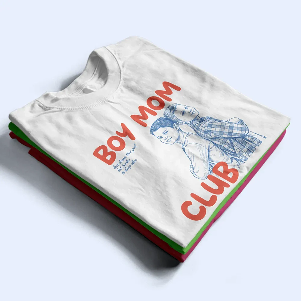 Custom Photo Outline Sketch Boy Mom Club Harder To Keep Alive - Personalized T Shirt - Image 3