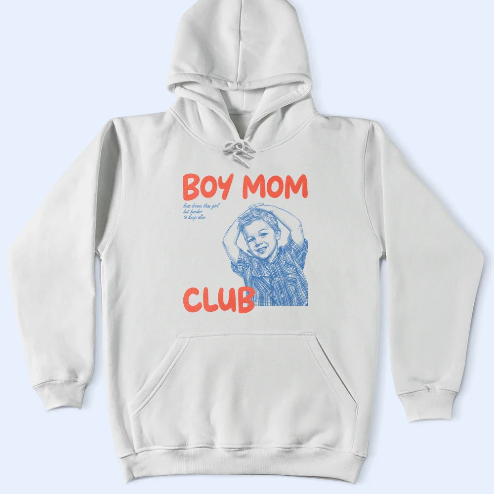Custom Photo Outline Sketch Boy Mom Club Harder To Keep Alive - Personalized T Shirt - Image 5