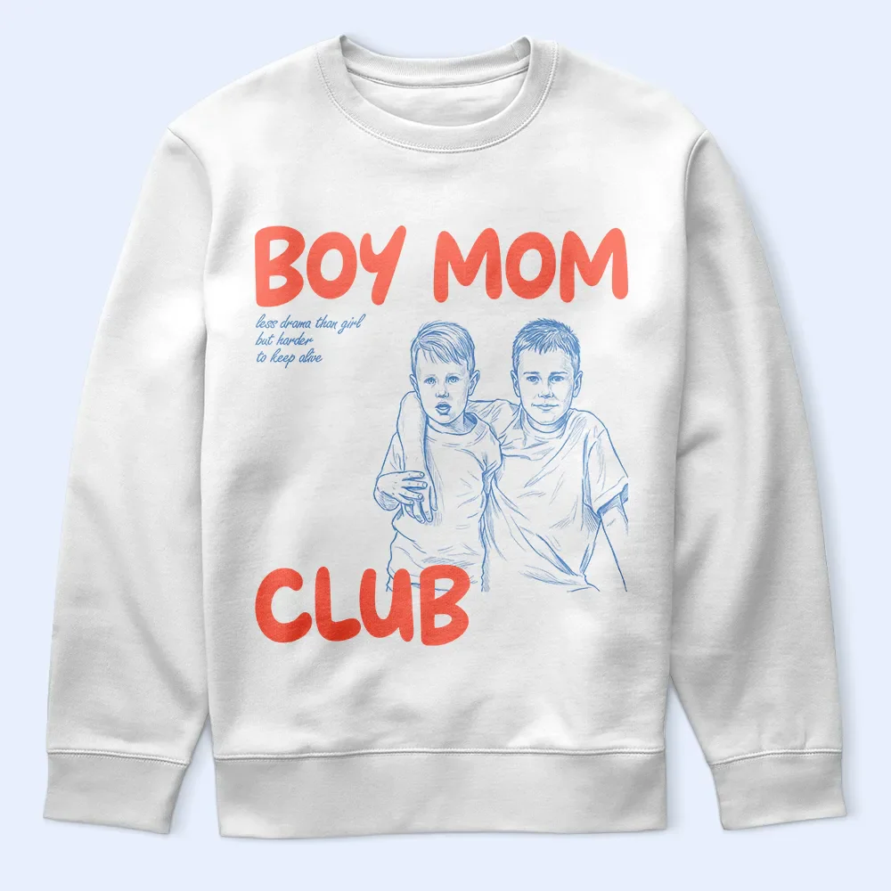 Custom Photo Outline Sketch Boy Mom Club Harder To Keep Alive - Personalized T Shirt - Image 6