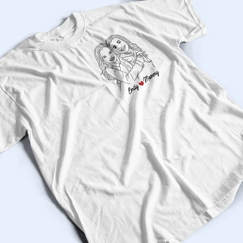 Custom Photo Outline Sketch Family Portrait Since - Personalized T Shirt - Image 4