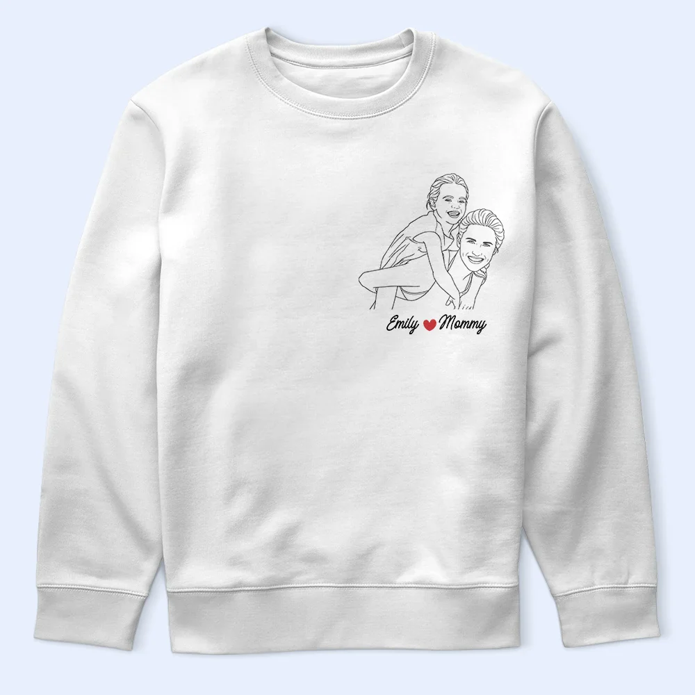 Custom Photo Outline Sketch Family Portrait Since - Personalized T Shirt - Image 6